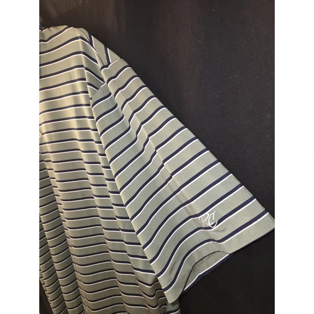 RLX Ralph Lauren Golf Polo Shirt Mens Sz XL Green Blue Stripes Short‎ Sleeve
